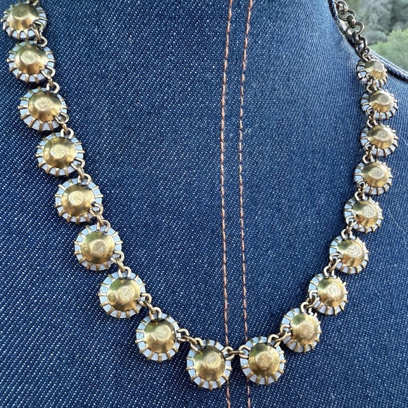 J Crew Brulee Necklace Aurora Borealis Rhinestones Sparkly Crystals Gold Tone - Picture 6 of 6